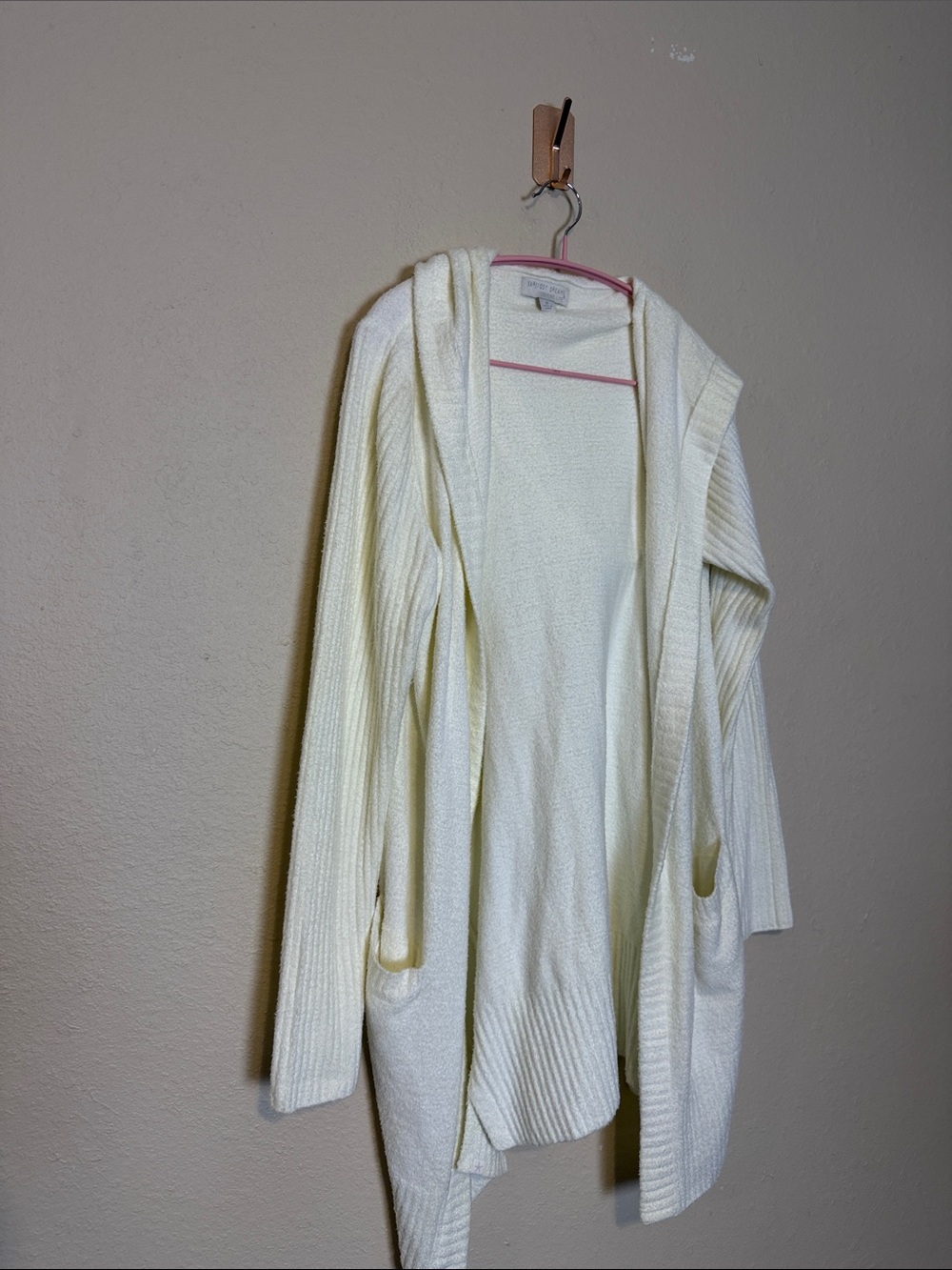 Barefoot Dreams Ultra Light Hooded‎ Seashore Cardigan In Cream Size Medium - Picture 3 of 7